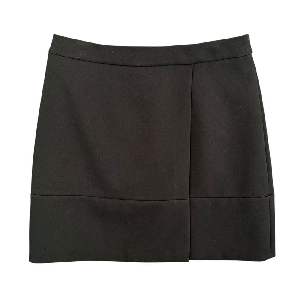 Kate Spade Womens Black A-Line Faux Wrap Mini Skirt Size 12 Work Career Chic